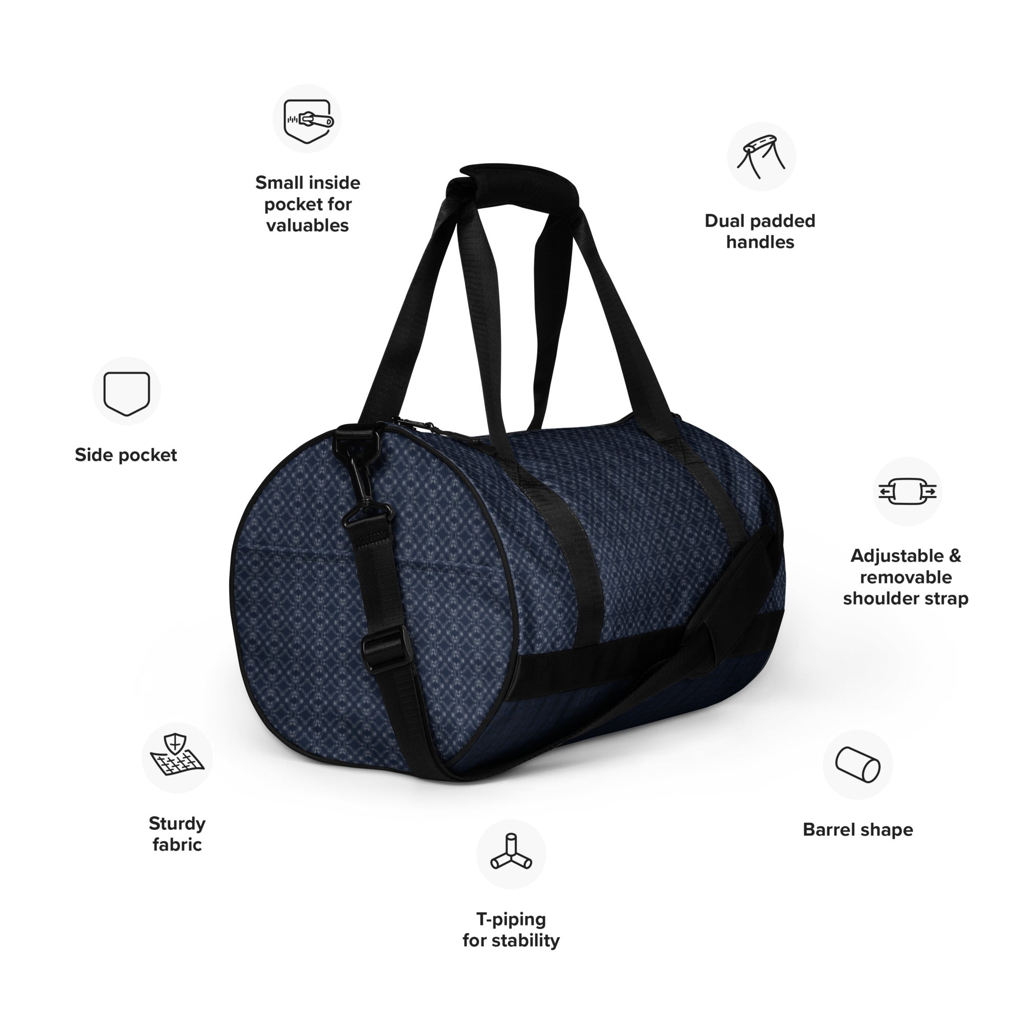 Melody Pattern Navy Gym Bag