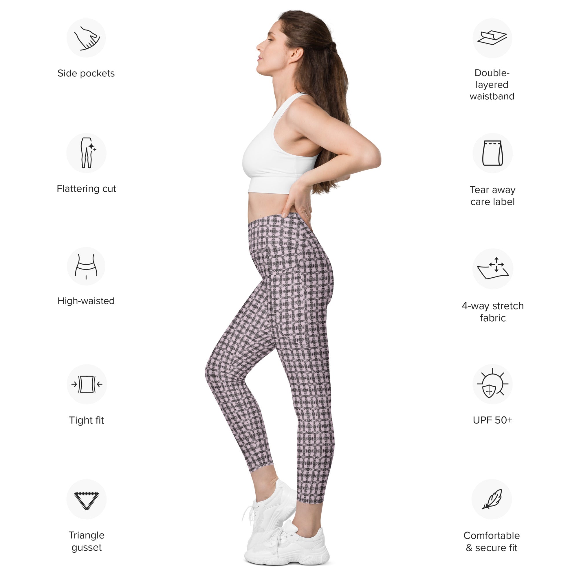 Texture Pattern Leggings with Pockets - Opera Bound