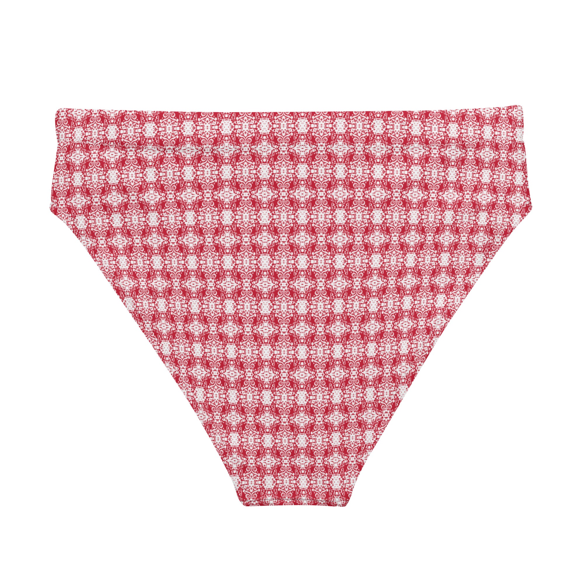 Dynamic Red Recycled High-Waisted Bikini Bottom - Opera Bound