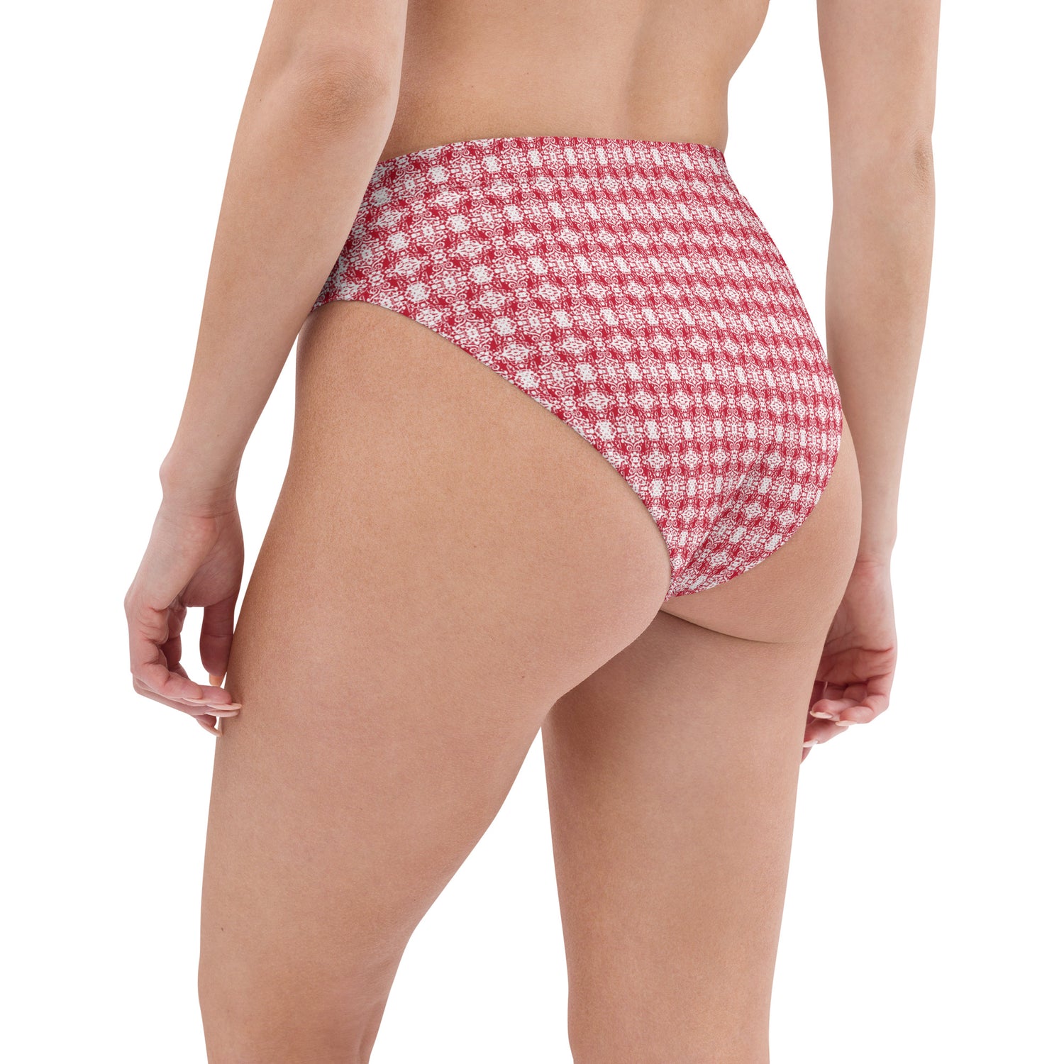 Dynamic Red Recycled High-Waisted Bikini Bottom - Opera Bound