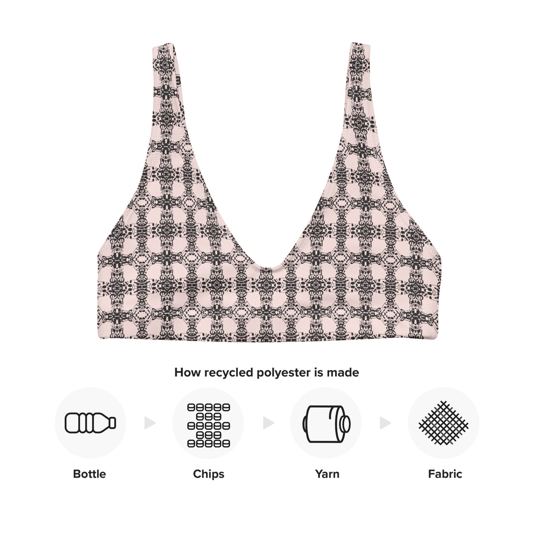 Texture Pattern Recycled Padded Bikini Top - Opera Bound