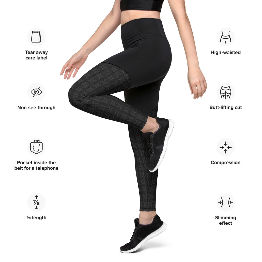 Dynamaic Black Tone Pocket Leggings